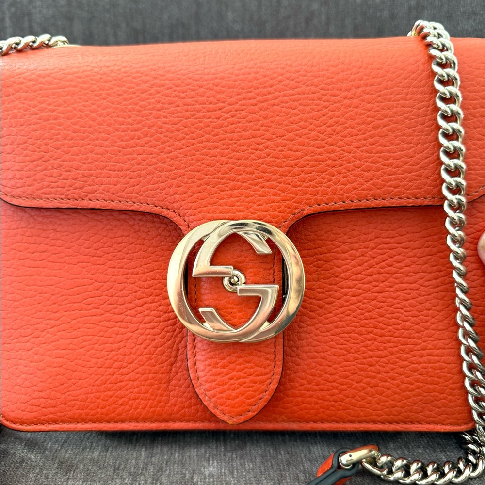 Authentic Gucci Interlocking GG Small Calfskin le… - image 5